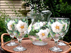 White Beach Roses 5-Piece Entertaining Set