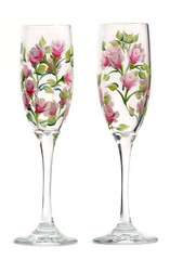 Pink Rosebud Champagne Flutes (Set of 2)