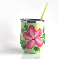 Pink Hibiscus Steel Wine Tumbler