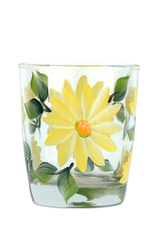 Yellow Daisies Rocks Glass