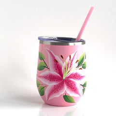 Stargazer Lily Steel Wine Tumbler