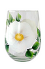 White Beach Roses Stemless Wine Glass - Wineflowers
